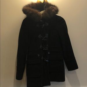 Marc New York size 4 blk toggle coat genuine fur